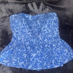 Blue Floral Crop Top